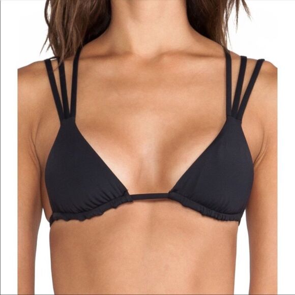 Frankie’s Bikinis Earth/Tan Mistos Stringy Triangle Triple Strap Bikini Top - Picture 1 of 7